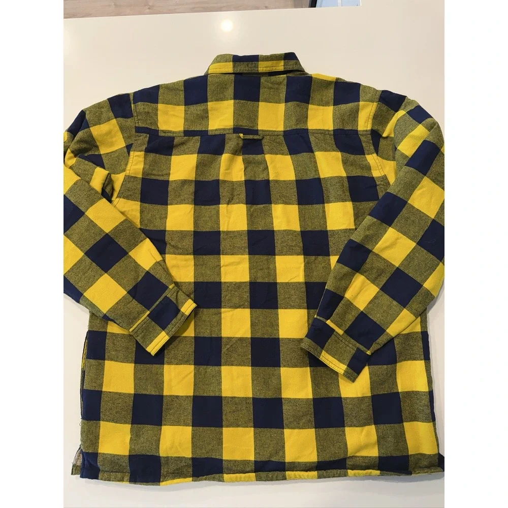 Wolverine Hastings Sherpa Lined Full Zip Shirt Jacket Mens XL Yellow Plaid